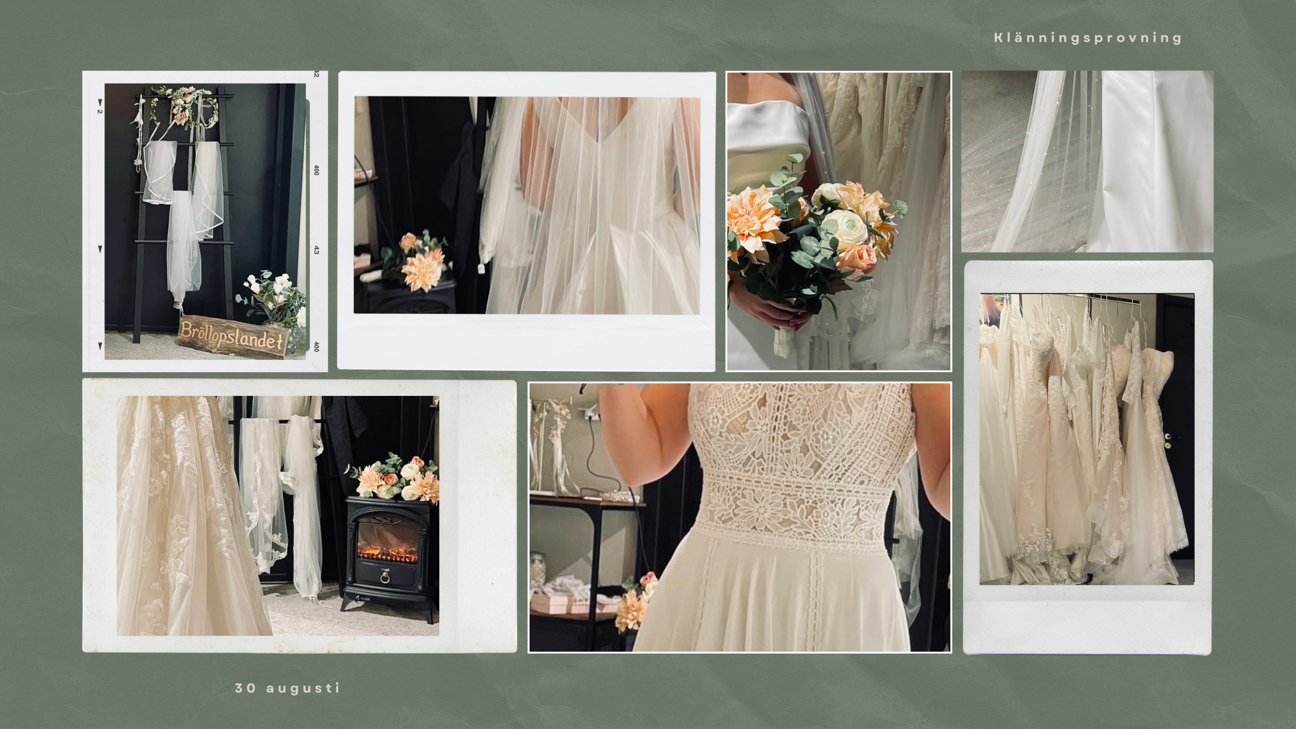 Collage från klänningsprovning